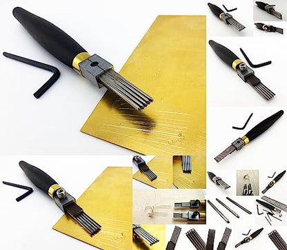 1pc Print Printmaking Copperplate Woodcut Wood Carving Push Rows Line Cutter Chisel Tool 5 lines 1.2mm Spacing U-shaped Round Groove Interchangeable Head