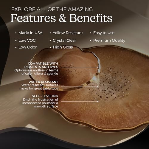 Promise Epoxy Fast Cure Resin 1 Gal - Crystal Clear UV-Resistant, Self-Leveling, No VOCs with 1-Hour Demold Time, for Jewelry Making, Crafts, Coatings, Use with Mica Powder & Dyes (Pack of 2) - size: 1 Gallon (Pack of 2)