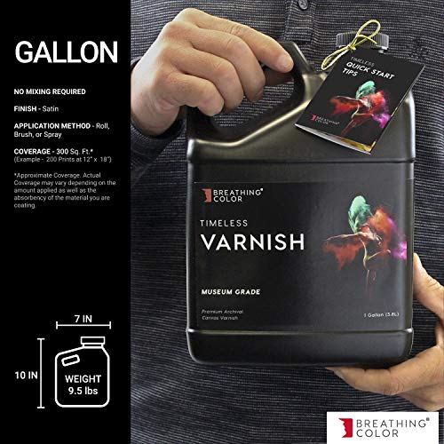 Timeless Archival Print Varnish - 1 Gallon, Satin Finish, Premium Canvas Coating, Water Based UV Protection, 100+ Years Certified Archival - size: Gallon