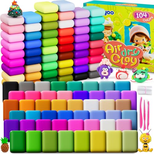 Ixiaoyoo Air Dry Clay for Kids, 104 Colors DIY Magic Modeling Clay Kit, Arts & Crafts Modelling Toys with Sculpting Tools, Soft & Non-Sticky, School Projects, Birthday Gifts for Boys & Girls Aged 3–12 - color: 104 Colors