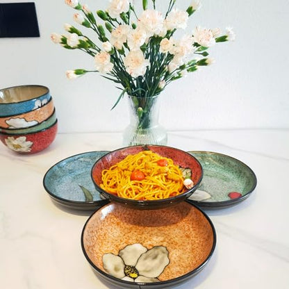 rockgoldbug pasta bowl for Kitchen, 8.5 in - Ceramic pasta bowl set of 4 - For Pasta,Salad,Appetizer, Serving etc - Dishwasher, Microwave, and Oven Safe - For Breakfast, Lunch and Dinner