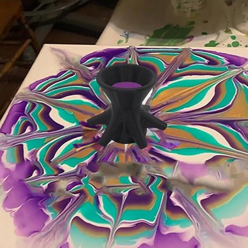 1Pc Black Flower Pouring Cup,Painting Funnel,7 Legs PainttDispenser,Reusable Floral Pattern Paintt Diverter Tool for DIY Making Pour Painting Supplies,Art Paints,Painting, Drawing and Art Supplies