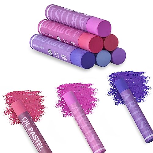 Mifuner Soft Oil Pastels Set (6 Sticks,6 Colors),Colors Heavy Oil Pastels Vibrant and Creamy,Pastel Art Supplies for Artists,Gallery Oil Painting Stick for Adult Art Drawing. Purple - color: Pastel-6pcs Purple
