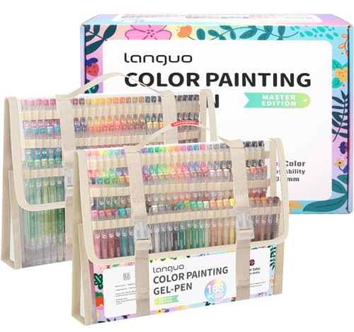 Gel Pens For Coloring, 168 Pack Colored Pens for Black Paper & White Paper, 0.6MM Fine Point Pens for Coloring, Writing, Drawing, Journaling, Note Taking, Office, Home - color: 168PCS-Gift Set-Multicolor