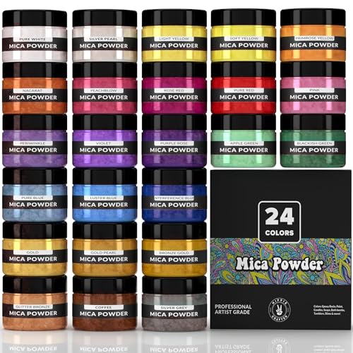 HIPPIE CRAFTER Mica Powder - Pigment Powder for Epoxy Resin, Resin Color Pigment, 24 Pastel Colors Mica Set for Epoxy Art, Acrylic Paint, Craft Projects, and DIY Decor - size: 24 Pastel Colors