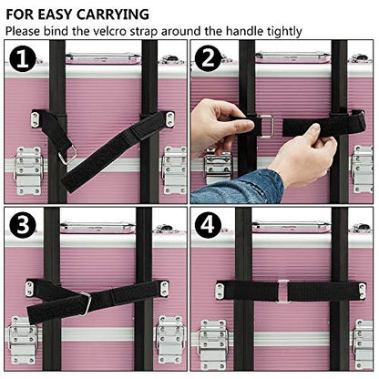 mefeir 2 in 1 Rolling Makeup Train Case, Makeup Travel Organizer Cosmetology Case, Aluminum Cosmetic Display Suitcase on Wheels, Beauty Storage Luggage Lockable w/4 Removable Wheels (Pink) - color: 2IN1 Pink