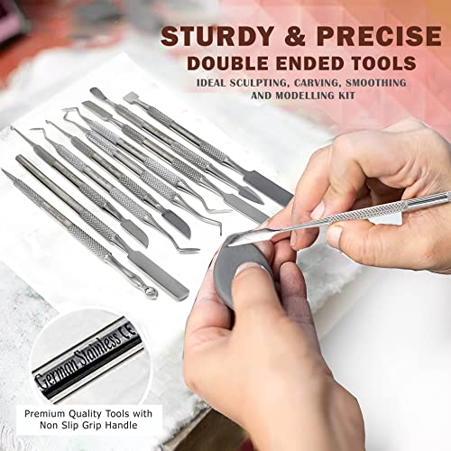 A2ZScilab - Stainless Steel Spatula Wax & Clay Sculpting Tool Carver Set, Carving Pottery Tools - Sculpture Shaper Polymer Modeling Tools for Clay, Pottery, Ceramics Artwork & Holiday Crafts (10PK) - style: 10PK