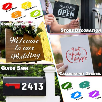 Custom Stencils for Spray Painting Reusable Calligraphy Letter Paint Stencils, Personalized Hollow Wall Stencil for Crafts, Graffiti & Fabric Painting (Painting Stencil) - style: painting stencil