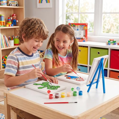 Super Mario Canvas Painting Kit for Kids, 3 Preprinted Mini Canvases for Painting, Easel, 6 Paint Pots and Brush, Acrylic Paint Set for Children - color: Super Mario