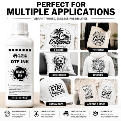 DTF Film Black Ink 500ml - Premium Heat Transfer Direct to Film Ink for DTF Printer L1800 XP600 I3200 ET-8550 XP15000 R1390 ET-4800 ET-2800 L800 - color: Black, size: 500ml