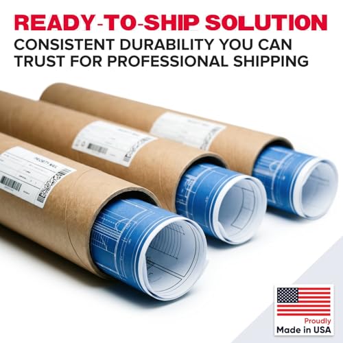 5" x 30" Reinforced Kraft Paper Mailing Tube, Pack of 1 Tube with 2 Caps – Secure USPS Approved – Cardboard Poster Mailer for Shipping and Storing of Prints, Artwork, Posters, or Documents