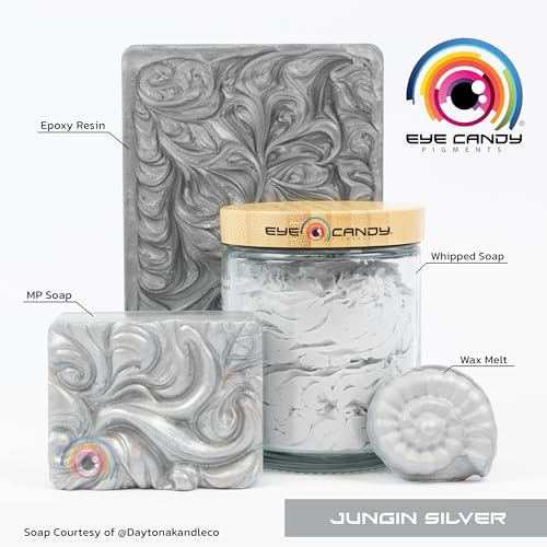 Eye Candy Pigments Premium Silver Mica Powder - Jungin Silver (50gr) - for Epoxy, Resin, Soap, Paint, Woodworking, Acrylic Pouring, Bath Bombs, Fishing Lures - DIY Arts and Crafts Additive - color: Jungin Silver