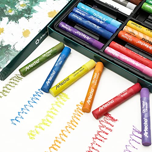 Artecho Oil Pastels Set of 24 Colors (10 x 70 mm) | Soft Oil Pastels, For Art Painting, Drawing, Blending, For Artists, Beginners, Students, Teachers - style: 24 Basic Colors
