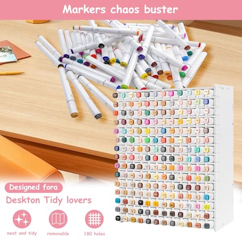 Tefola Art Marker Storage Rack, 180 Slots, PVC Board Organizer