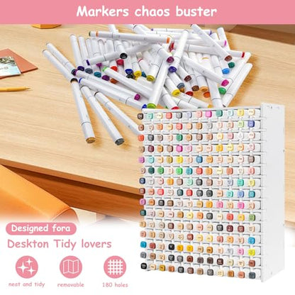 Tefola Art Marker Storage Rack, 180 Slots, PVC Board Organizer