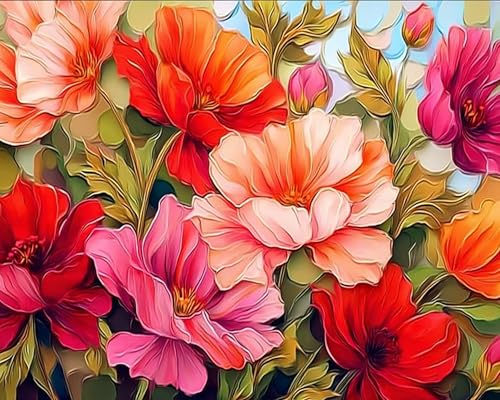Flower Paint by Numbers Kit for Adults,Poppy Adult Painting by Numbers for Beginner on Canvas,DIY Painting Kits for Home Wall Decor,Gifts (Flower1) - color: Flower1