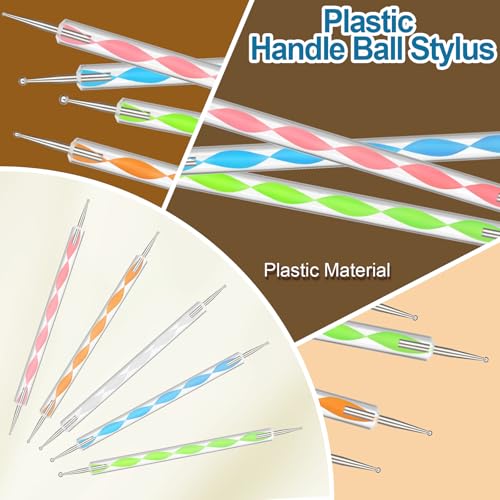 Amrules 14Pcs Dotting Styluses Tools with Box, Double Side Stainless Steel Ball Head Dot Art Kit for Clay Modeling, Rock Painting, Pottery Embossing, Nail Art, Practical Dotting Tool for Adults - color: Lightyellow-Dotting-14Pcs
