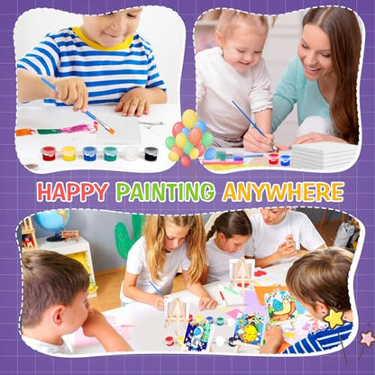 ESRICH 30 Pack Mini Acrylic Paint Kit,Canvas Painting Kit,4in Stretched Canva with 6in Easel,Acrylic Paint Strips,Palettes,Painting Brushes,Canva and Easel Set for Kids Artists Beginner,Gift - size: 30 set 4 x 4 inches