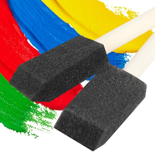 50Pcs Foam Paint Brushes, 1” Sponge Paint Brushes with Wood Handles, Foam Brushes for Painting Staining, Varnish, Touch Up