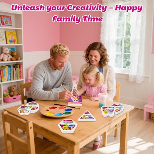 24-Pack 10cm (4") Mini Canvas for Kids, 100% Cotton Acid-Free Stretched Canvases with Easel for Painting, 5/8 Inch Profile 8 Ounce Shaped Canvas for Acrylics,Oils Paints, Perfect for Painting Party - size: 4" Canvas with 3.5x6.3" Easel Set - 24Pack
