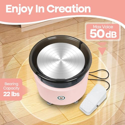 MZOKUU Pottery Wheel for Adults 11 Inch 450W Electric Ceramic Forming Machine Foot Pedal Control Adjustable 50-300RPM Speed ABS Detachable Basin Sculpting Tools Kit Arts Craft DIY Gift (Pink) - color: Pink