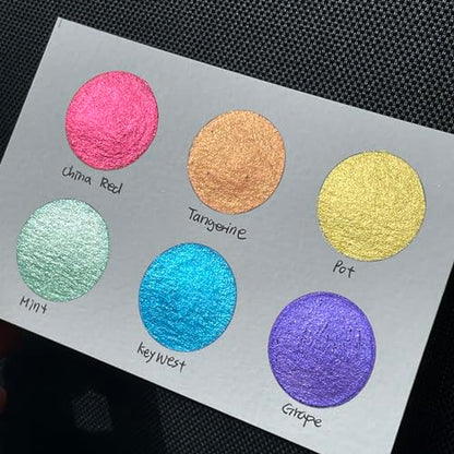 IUILE Handmade Watercolor Paints - Rainbow 1 Half Pan Set (6 colors) - color: Rainbow1