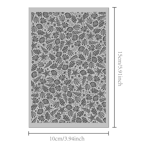 Ocean Sea Shell Polymer Clay Texture Mat - Starfish Seashells Texture Sheet for Polymer Clay Jewelry Making, Earring Charms, DIY Craft Supplies - style: sea shells
