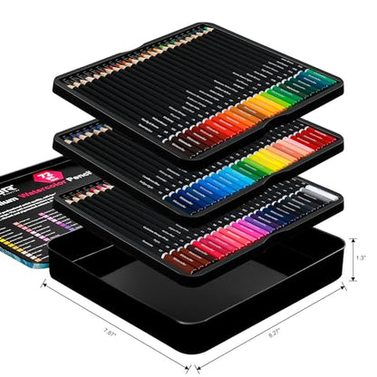 KALOUR 72 Water Soluble Watercolor Pencils Set with 2 Brushes | Smooth blendable pigments for wet & dry painting, great for adults, beginners, coloring books, sketching and illustration