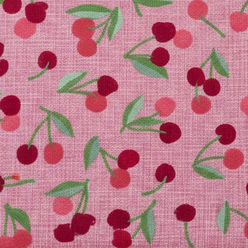 Hobby Gift Medium Sewing Box Organiser, Fabric Covered Storage Box with Handle, Internal Tray, Pin Cushion and Pocket for Sewing, Quilting and Knitting Supplies - color: Cherries