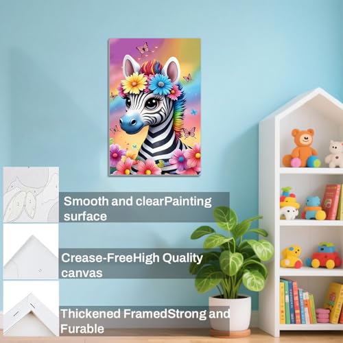 WEMEON Zebra Paint by Numbers Kit for Kids with Frame and Easel, Easy Paint by Numbers Kits for Kids Ages 8-12, Small Painting by Number for Birthday Gift, Painting Party(8X12inch) - color: DAYH-0073-US(8X12inch)