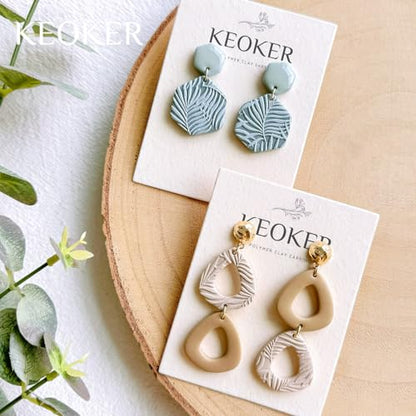 KEOKER Polymer Clay Texture Sheets Set, Works with Clay Cutter, Effect as Texture Roller, Sheets for Clay, Leaf C Earring Molds - color: Leaf C