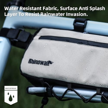 Rhinowalk Top Tube Bag - 2.1/2.7L Triangle Bag for Road & Gravel Bikes - color: Beige, size: 2.7L
