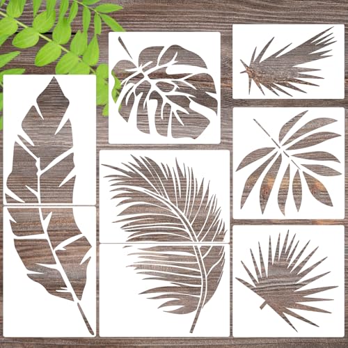 Large Leaf Stencils for Painting on Walls Fern Palm Stencil Tropical Leaves Wall Stencils for Crafts Furniture Wood Fabrics - style: Tropical Leaf