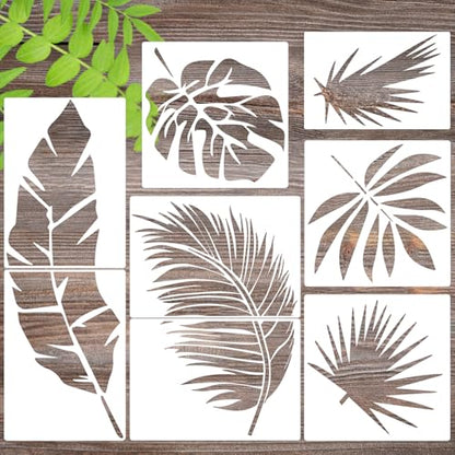 Large Leaf Stencils for Painting on Walls Fern Palm Stencil Tropical Leaves Wall Stencils for Crafts Furniture Wood Fabrics - style: Tropical Leaf