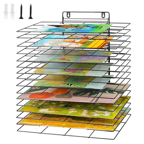 Art Drying Rack for Classroom Paint Drying Rack Small Wall Art Storage Rack with 16 Removable Shelves for Classrooms and Art Studios (Black, 16 Shelves) - color: Black, size: 16 Shelves