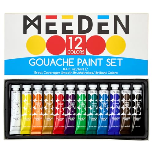 MEEDEN Gouache Paint Tube Set - 12 x 12ml (0.4 oz) Colors Art Paint Supplies for Artists Students Beginners - Rich Pigment Art Paints for Canvas Painting - color: 12 Colors