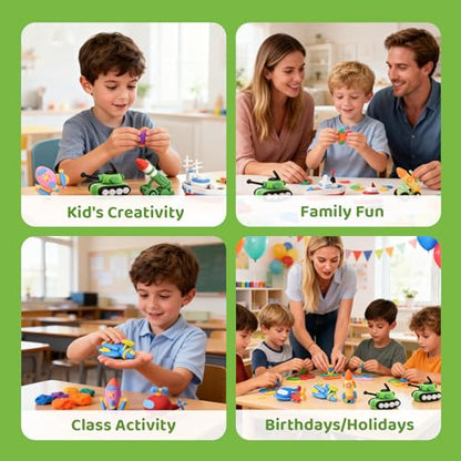 Both idea Air Dry Clay Kit, Camo Theme | 12 Packs, Non-Toxic Kids Gift | School & Party: Perfect for classroom art activities, birthday party favors, creative family DIY, and holiday celebrations. - style: Camouflage World