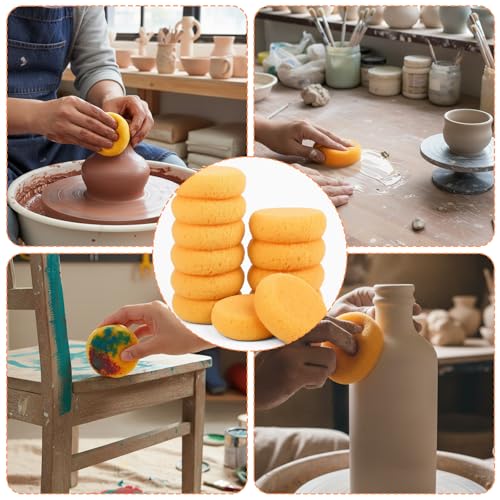 12 PCS Round Artist Craft Sponges Pottery Sponges for Clay | Painting Sponge Shoe Polish Sponge for Pottery, Watercolor, Ceramics, Face Painting, Household Cleaning and Leather Care