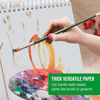 U.S. Art Supply 11x14 Premium Heavy-Weight Acrylic Painting Paper Pad, 246lb (400gsm), 2 Pack, 12 Sheets, Spiral Bound, for Acrylic Paint