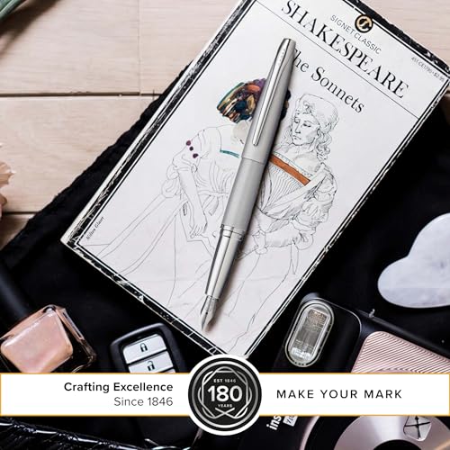 Cross ATX Sandblasted Titanium Gray Stainless Steel Fine Nib Fountain Pen - Refillable Pen for Smooth Writing - Black Ink - Comfortable Grip - Long-Lasting - Professional Office Supplies - color: Sandblasted Titanium Gray, style: Fine Nib
