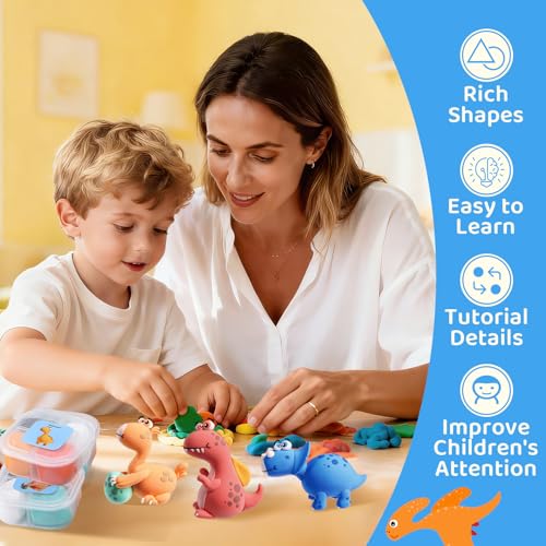 Both idea Air Dry Clay Kit, Dino Theme | 12 Packs, Non-Toxic Kids Gift | School & Party: Perfect for classroom art activities, birthday party favors, creative family DIY, and holiday celebrations. - style: Dinosaur Era