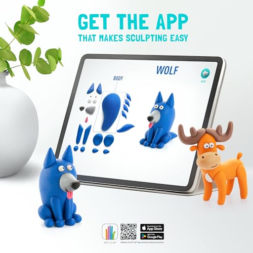 HEY CLAY Set - Colourful Modeling Air Dry Clay Kit for Kids 15 cans and Sculpting Tools with Fun Interactive Instructions App - Children 3+ (Forest Animals) - style: Forest Animals