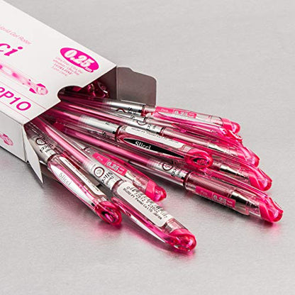 Pentel Arts Slicci 0.25 mm Extra Fine Gel Pen, Pink Ink, Box of 12 (BG202-P1) - color: Pink, size: 12 Count (Pack of 1), style: 0.25mm