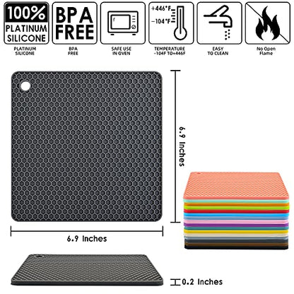 Silicone Trivets Mats Silicone Pot Mat for Countertop Trivet Pads Heat Resistant Table Placemats 4 Pack,Size:7.5x7.5 Inch, Shape: Square (Beige) - color: J: Beige