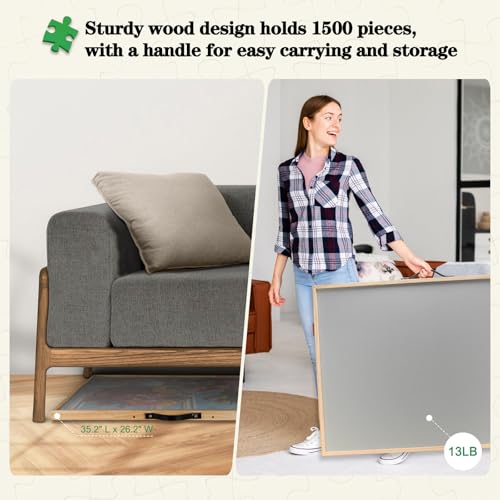 ALL4JIG 1500 Pieces 2-in-1 Tilting & Rotating Puzzle Board, 24.53" x 33.19"Adjustable Angle Puzzle Board with 4 Drawers & Clear Protective Cover, Birthday Gift for mom,with a Tabletop Easel-Style Tilt - color: Iron, size: Medium-1500pcs