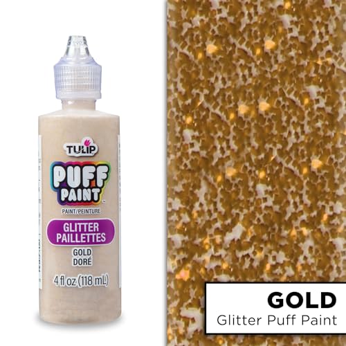 Tulip Puff Fabric Paint, Permanent Craft Paint for Clothes, DIY Projects, Notoxic, 4 fl oz 3-Pack, Glitter Gold - color: Xmas