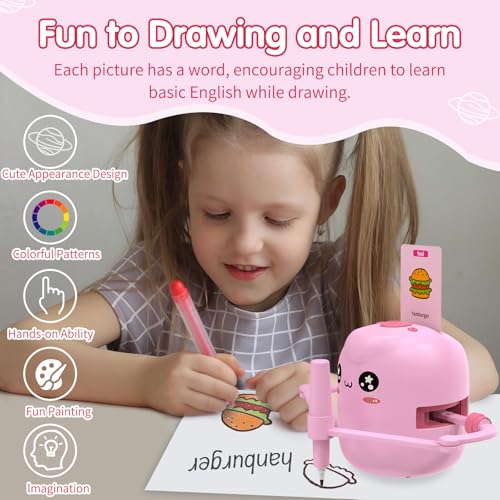 Drawing Robot for Kids, Voice Interactive Educational Drawing Robot, Montessori Painting Learning Toys with 150 Cards, Christmas Birthday Party Gift for 3 4 5 6 7 8 Years Old Girls Boys - color: Pink