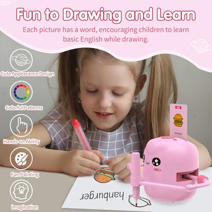 Drawing Robot for Kids, Voice Interactive Educational Drawing Robot, Montessori Painting Learning Toys with 150 Cards, Christmas Birthday Party Gift for 3 4 5 6 7 8 Years Old Girls Boys - color: Pink