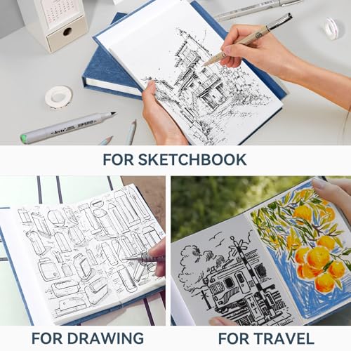 Arrtx Premium A6 Sketchbook 5.8"x4.1" - 60 Sheets/120 Pages, 180gsm Acid-Free Paper Blank Sketch Book, Hardcover Portable Artist Sketch Journal for Drawing, Illustration & Travel - size: A6