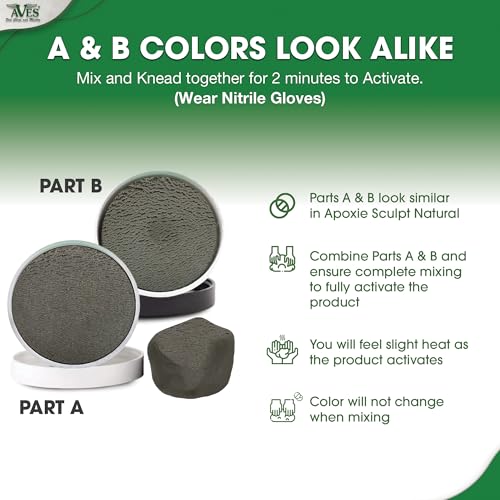 Aves Apoxie Sculpt - 2 Part Modeling Compound (A & B) - 4 Pound, Apoxie Sculpt for Sculpting, Modeling, Filling, Repairing, Easy to Use Self Hardening Modeling Compound – Natural